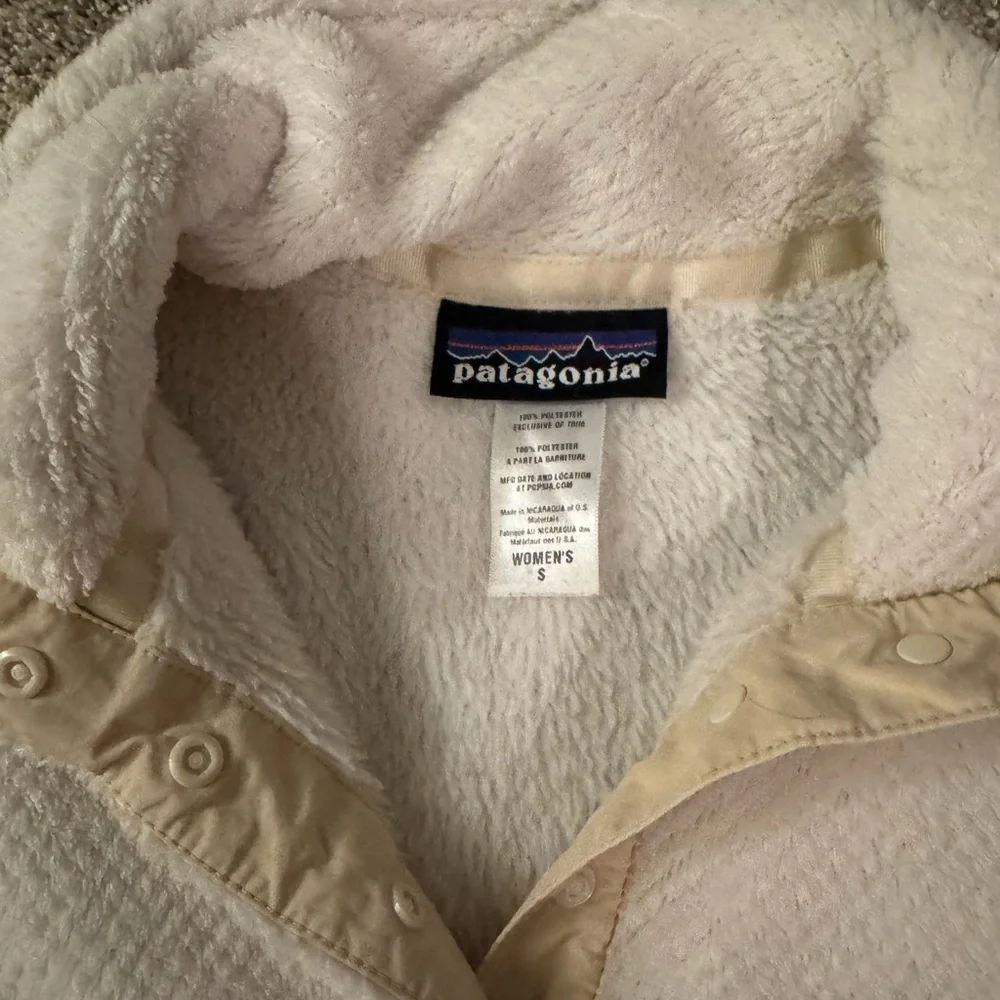 Patagonia Re-Tool Snap-T Fleece Pullover Natural Tan Pocket Women’s S